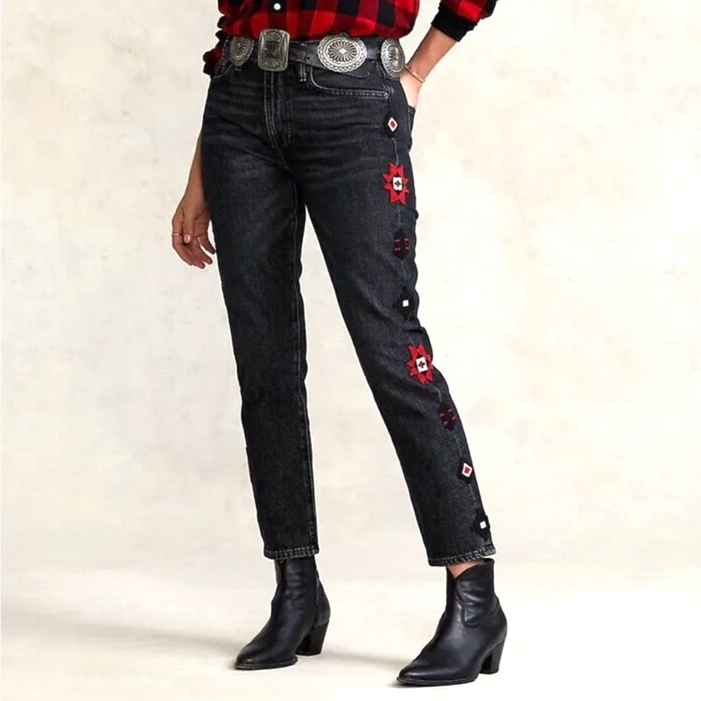 Polo Ralph Lauren Avery Boyfriend Aztec Beaded Jeans Sz 28